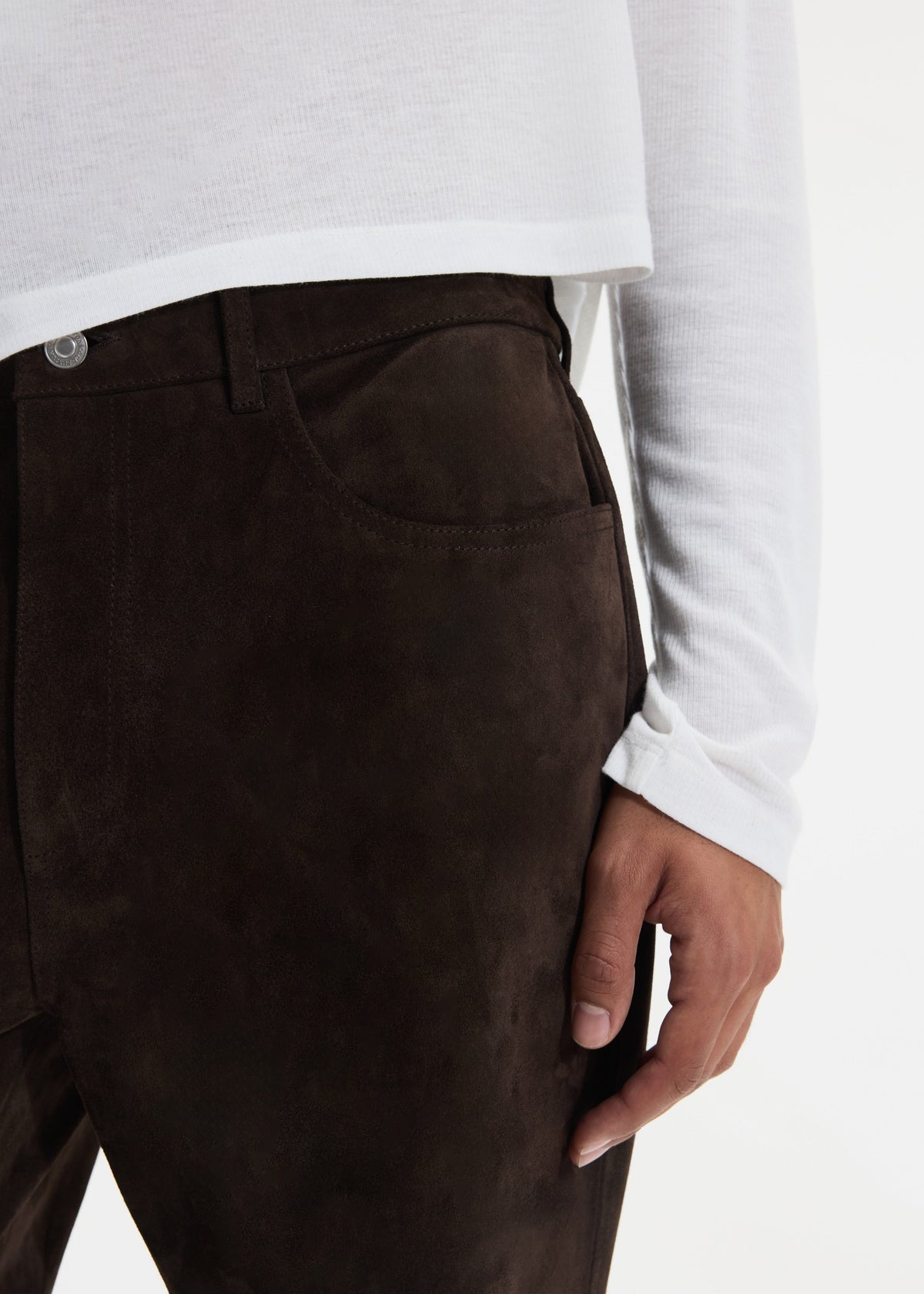 Suede straight leg trouser
