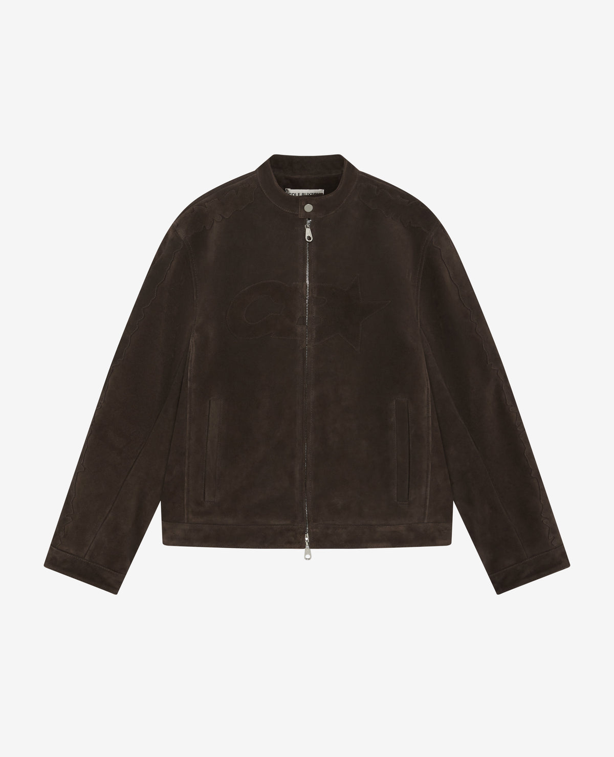 Suede decal racer jacket