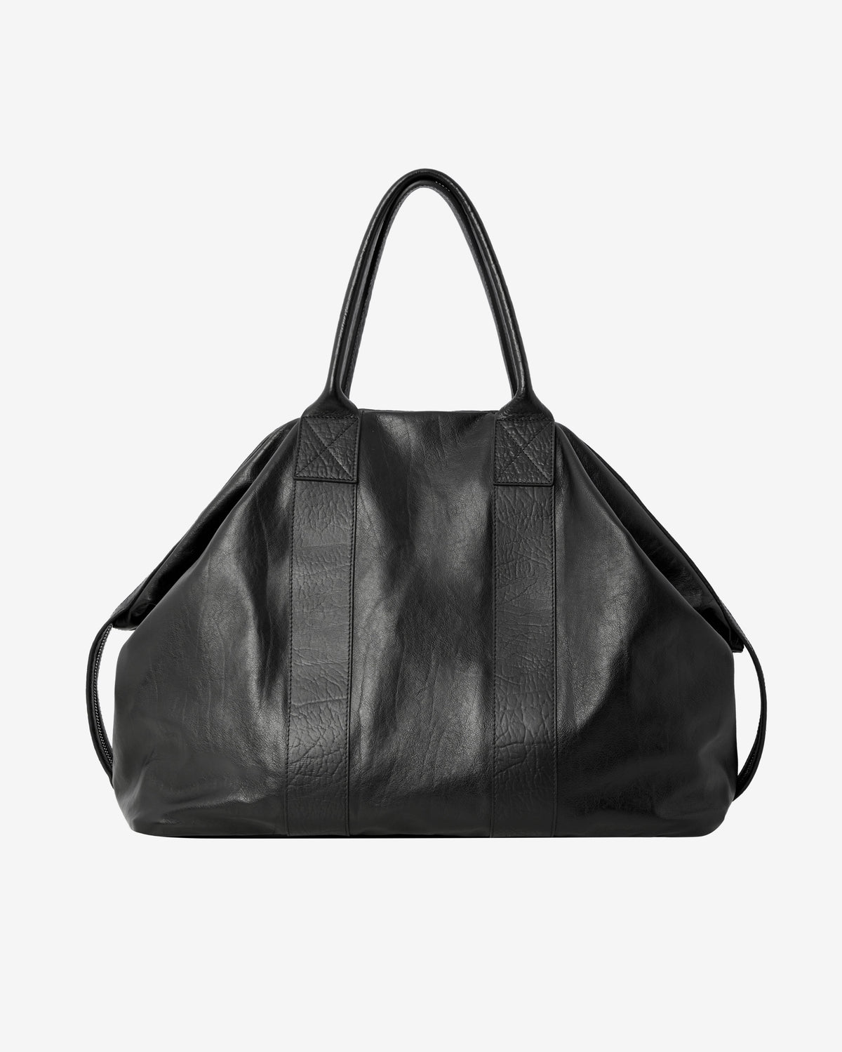 Creased leather military duffle