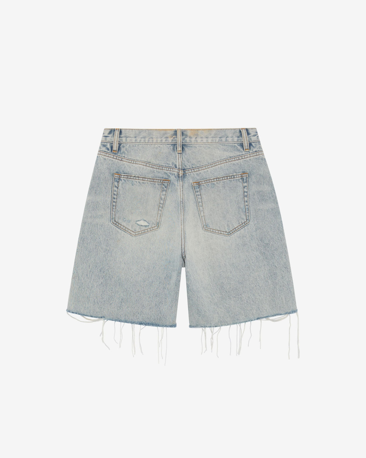 Distressed cut denim shorts