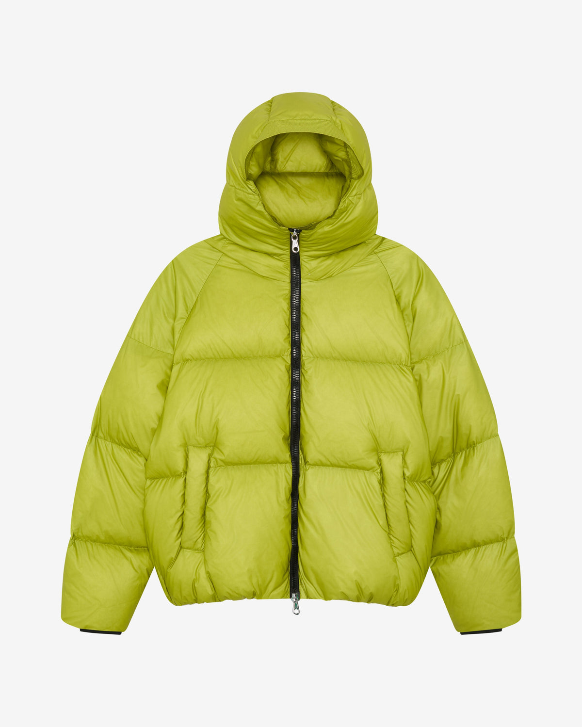 Translucent hooded down jacket