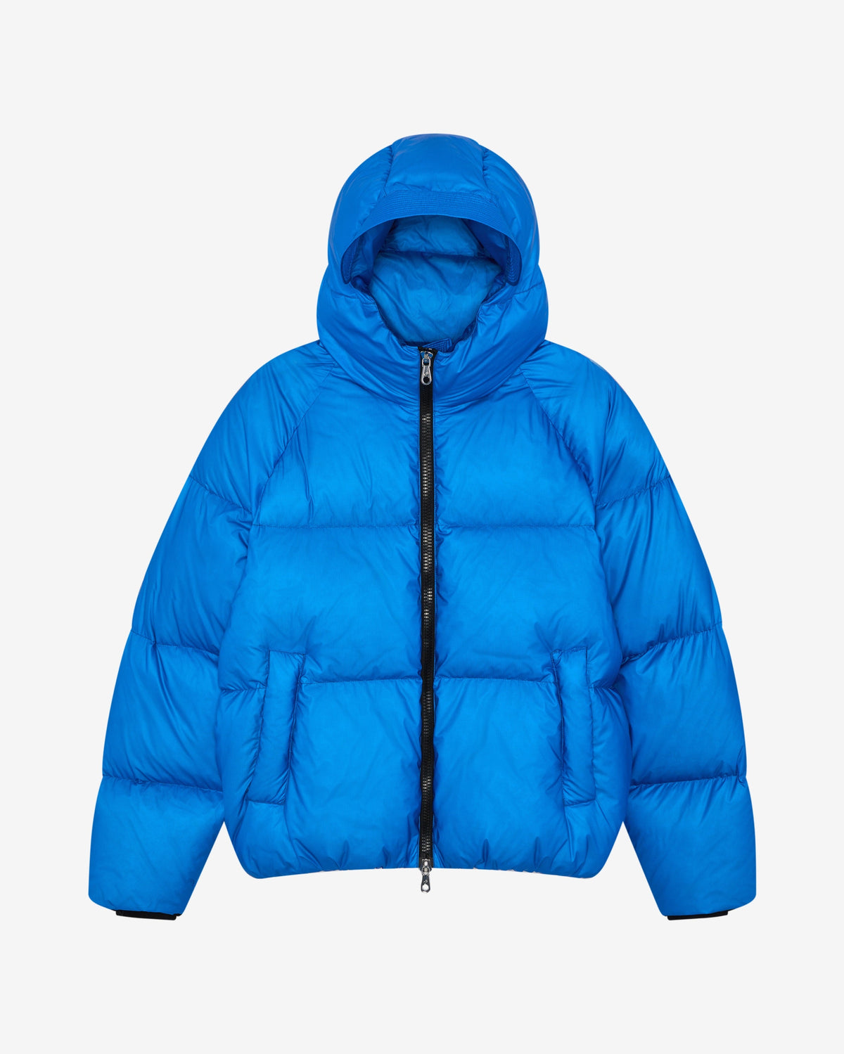 Translucent hooded down jacket