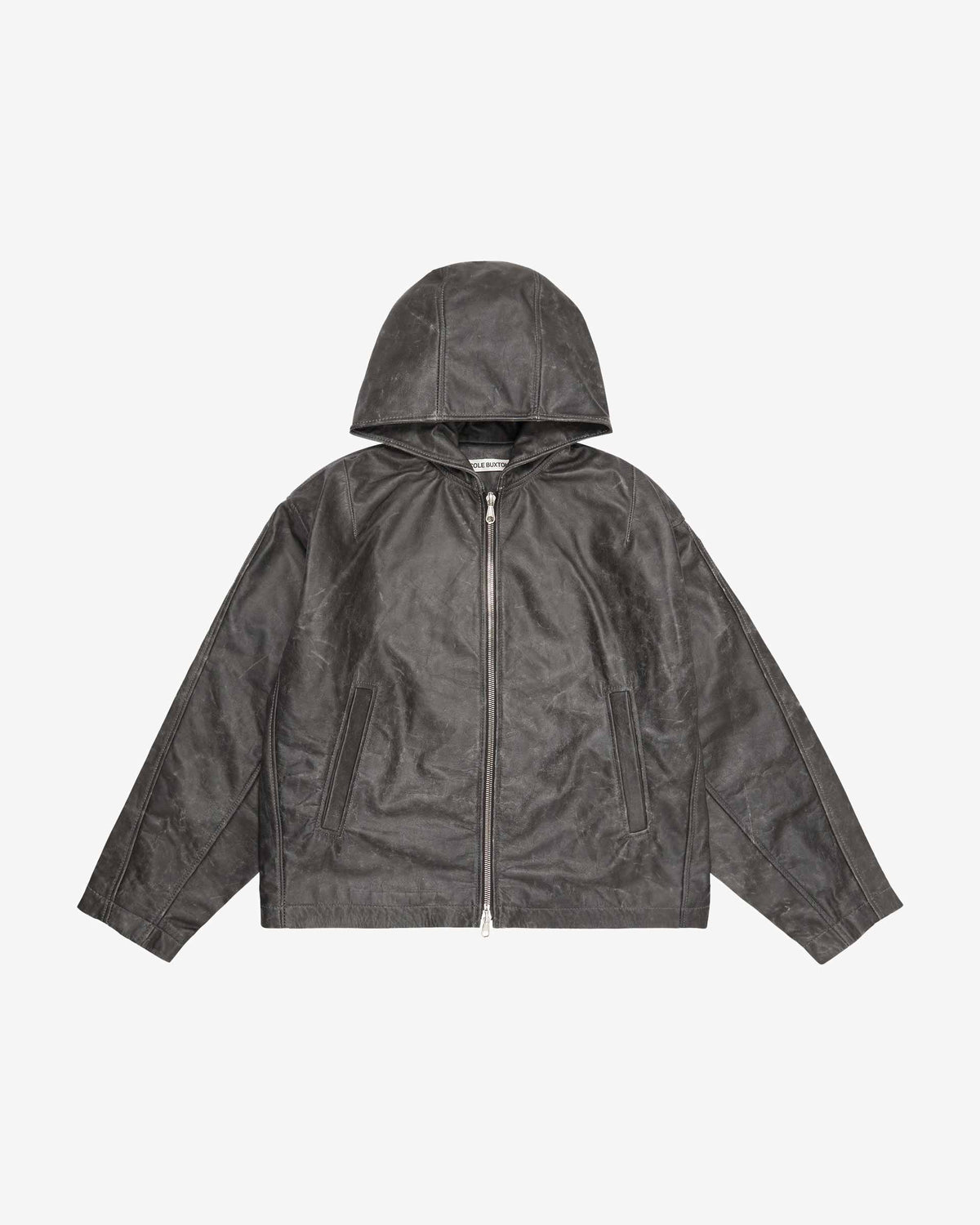 Cb hooded leather jacket