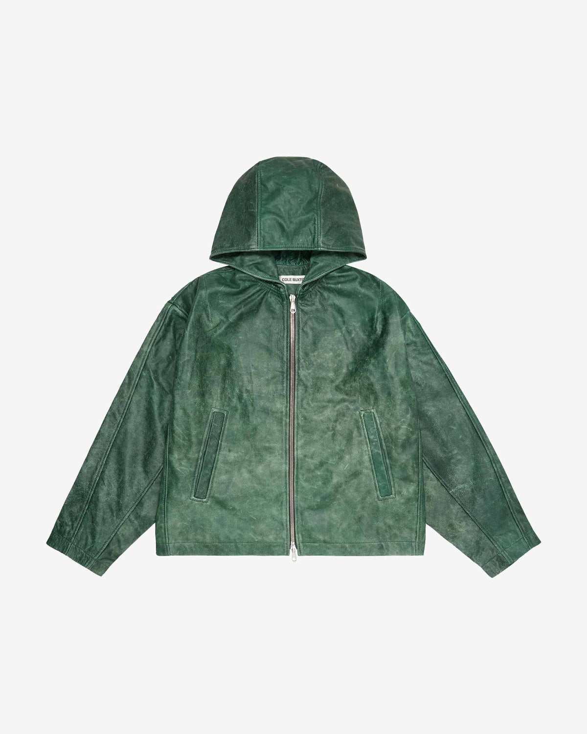Cb hooded leather jacket