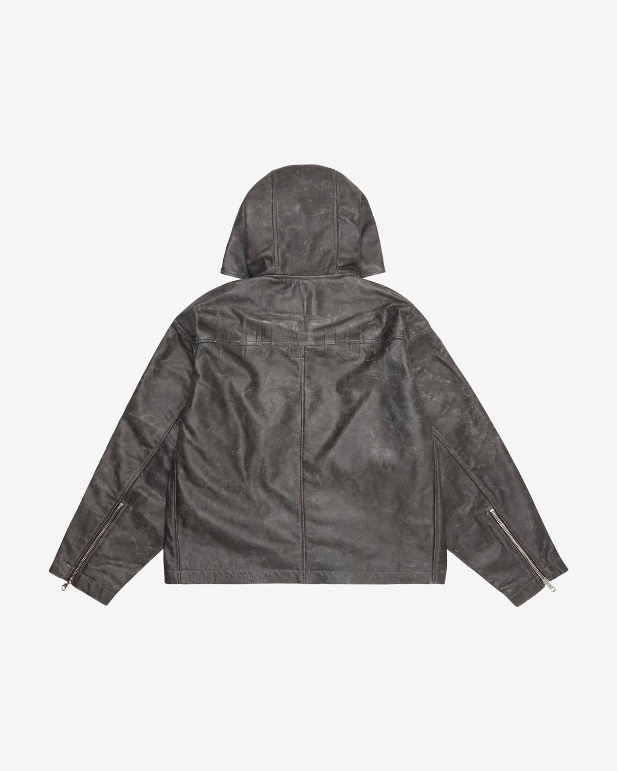 Cb hooded leather jacket