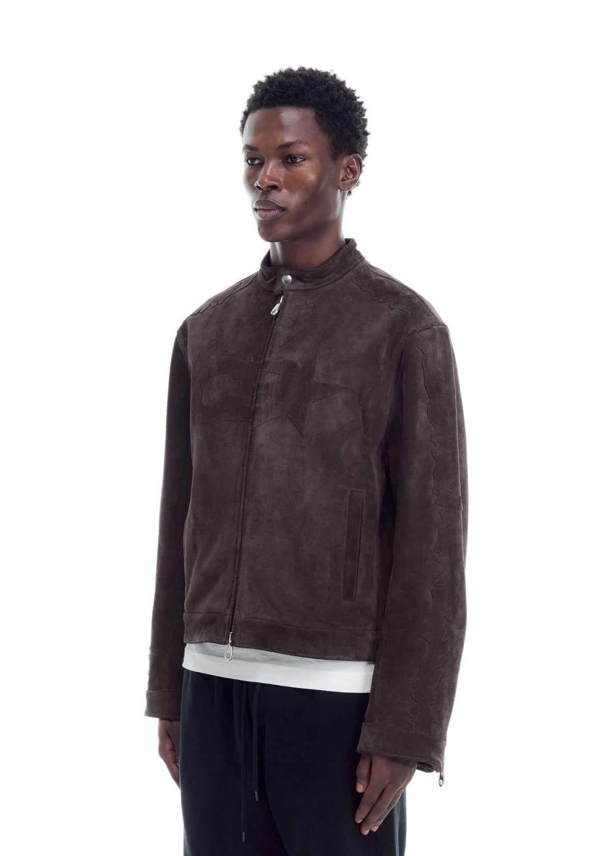 Suede decal racer jacket
