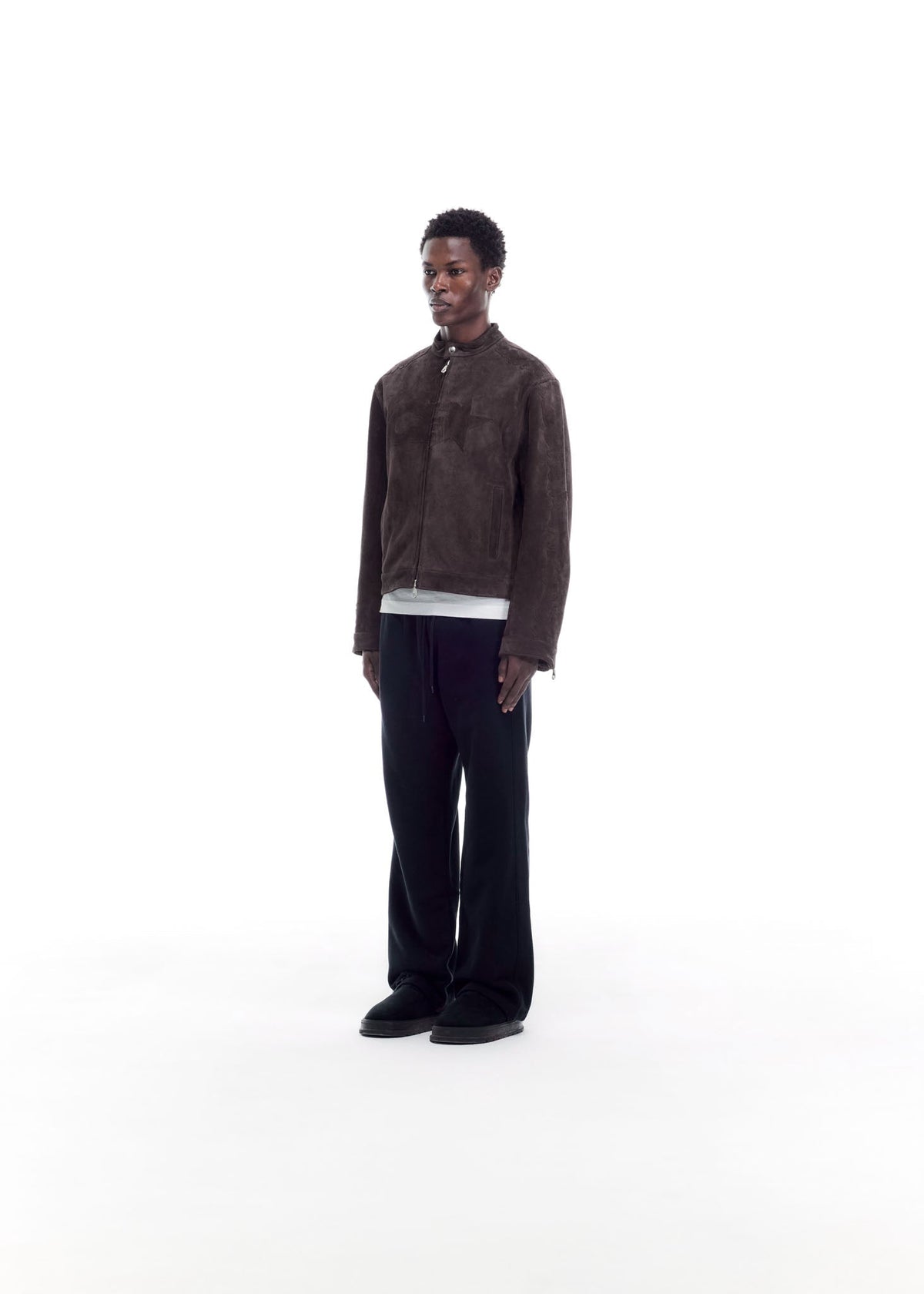 Suede decal racer jacket