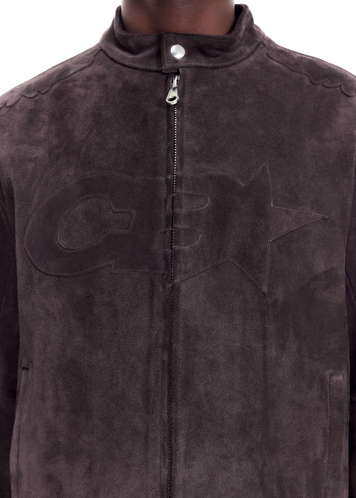 Suede decal racer jacket