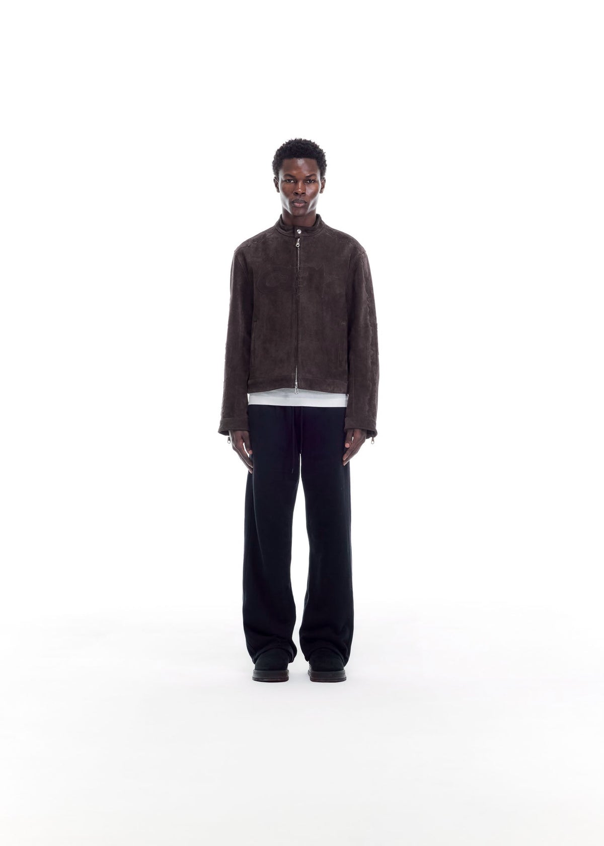 Suede decal racer jacket